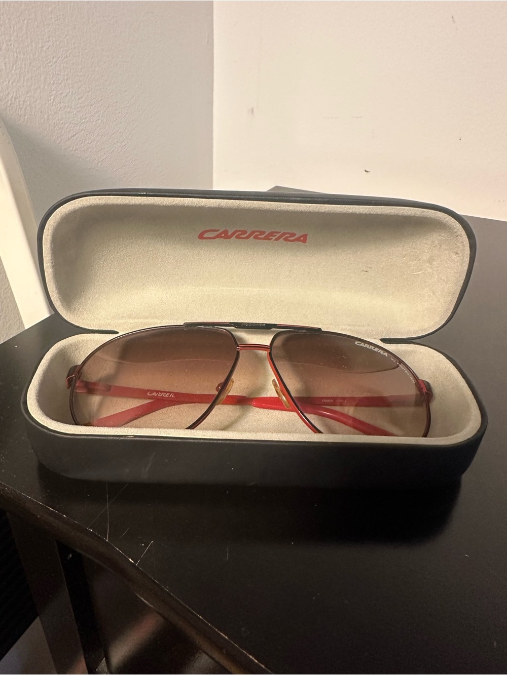 Carrera Red Frame Brown Gradient Aviator Sunglasses